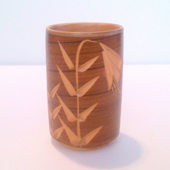 Brown Matte Glazed Etched Small Bud Vase